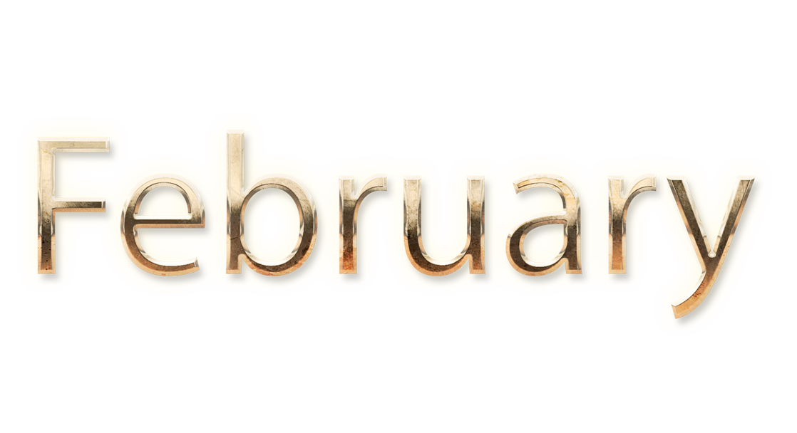 FEBRUARY month name word FEBRUARY gold text typography PNG images free